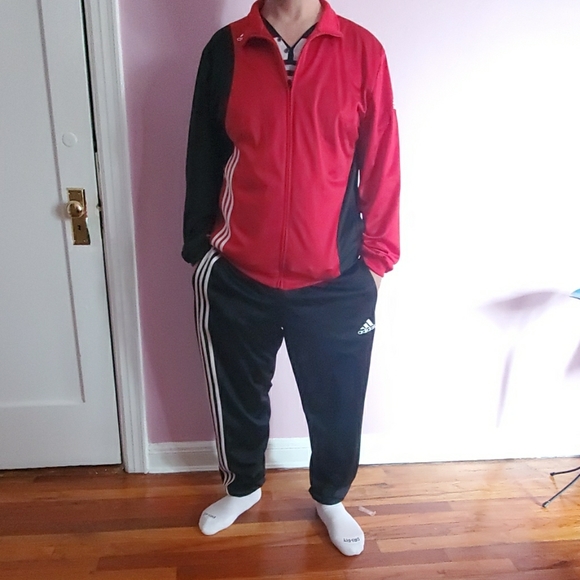 mens adidas red tracksuit